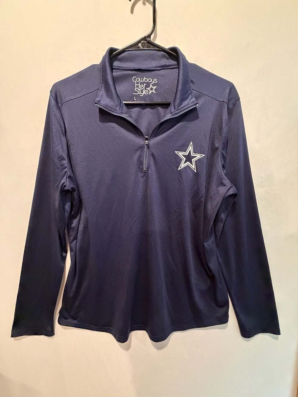 Cowboys Her Style Dallas Cowboys 1/4 Zip Pullover Size L Navy